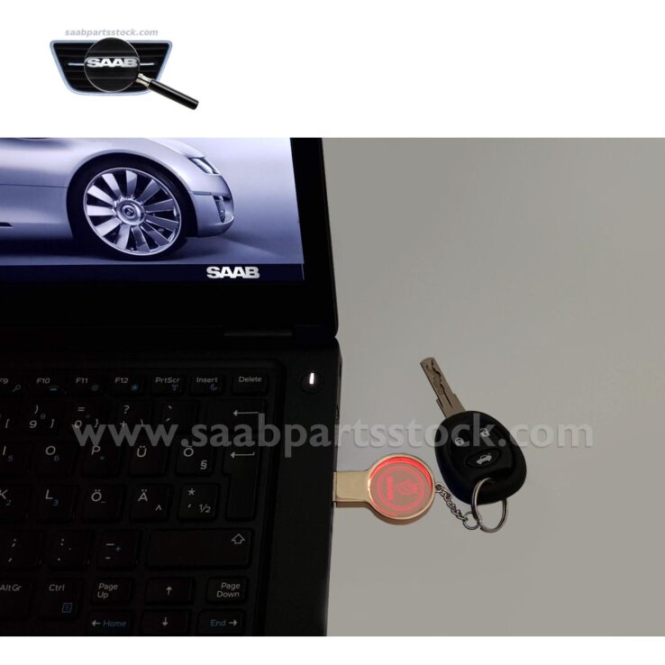 Key Ring Flash Drive "SAAB Griffin Logo" Round Shape 16GB, Red LED