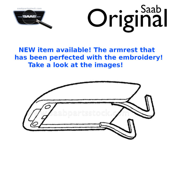 Arm Rest with Red SAAB Embroidery, Full Leather Black SAAB 12776268