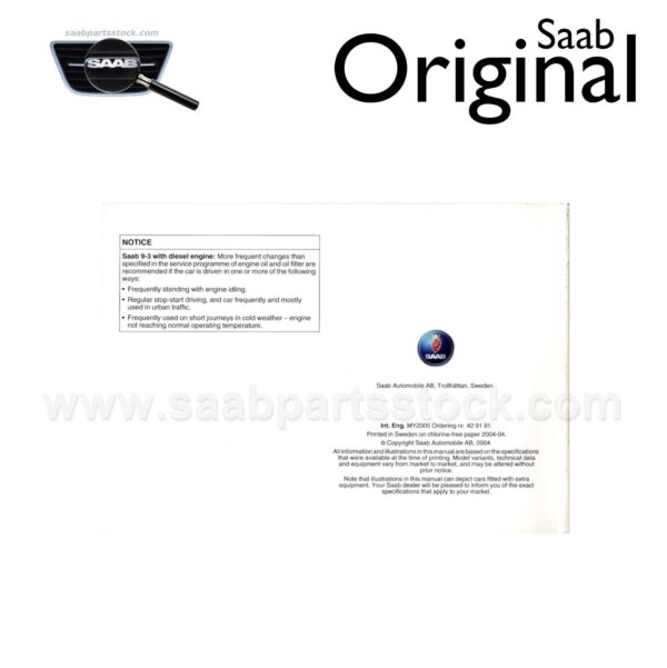 Owners-Manual SAAB 9-3 M05-429191-SaabPartsStock