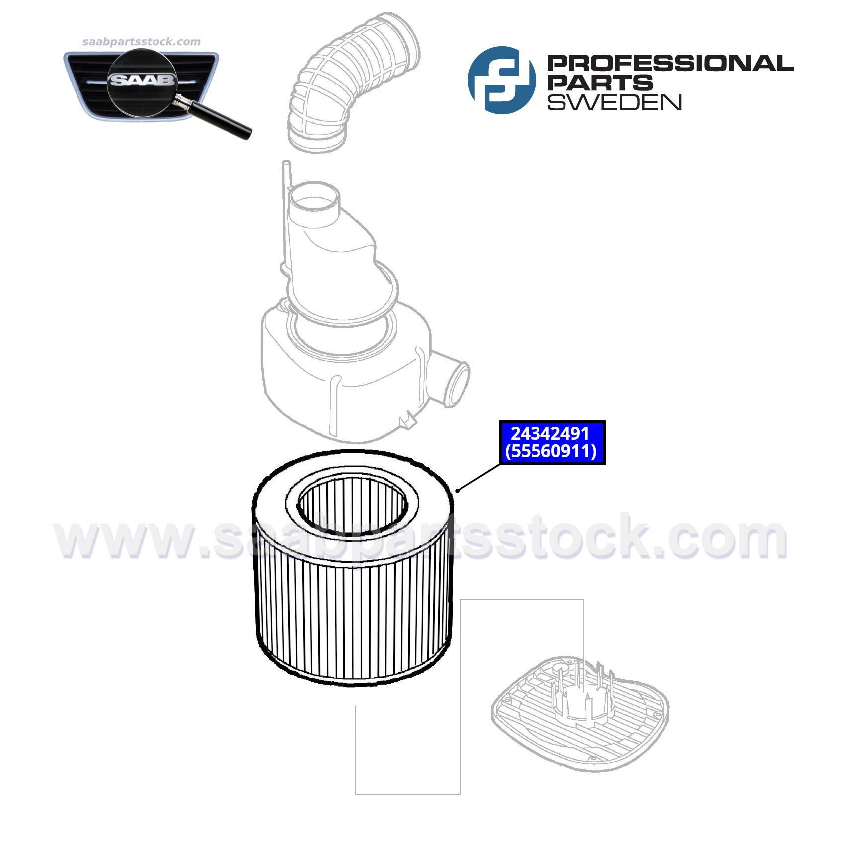 Engine Air Filter 24342491-(SAAB ref.55560911) saabpartsstock