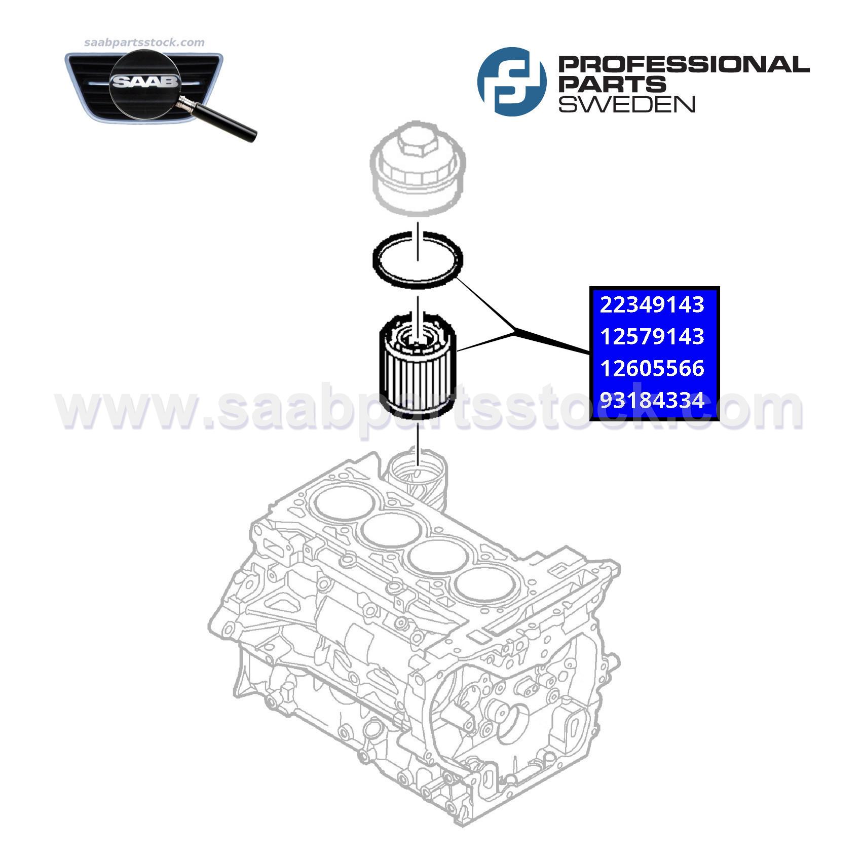 Engine Oil filter (insert) 22349143, 12579143, 12605566