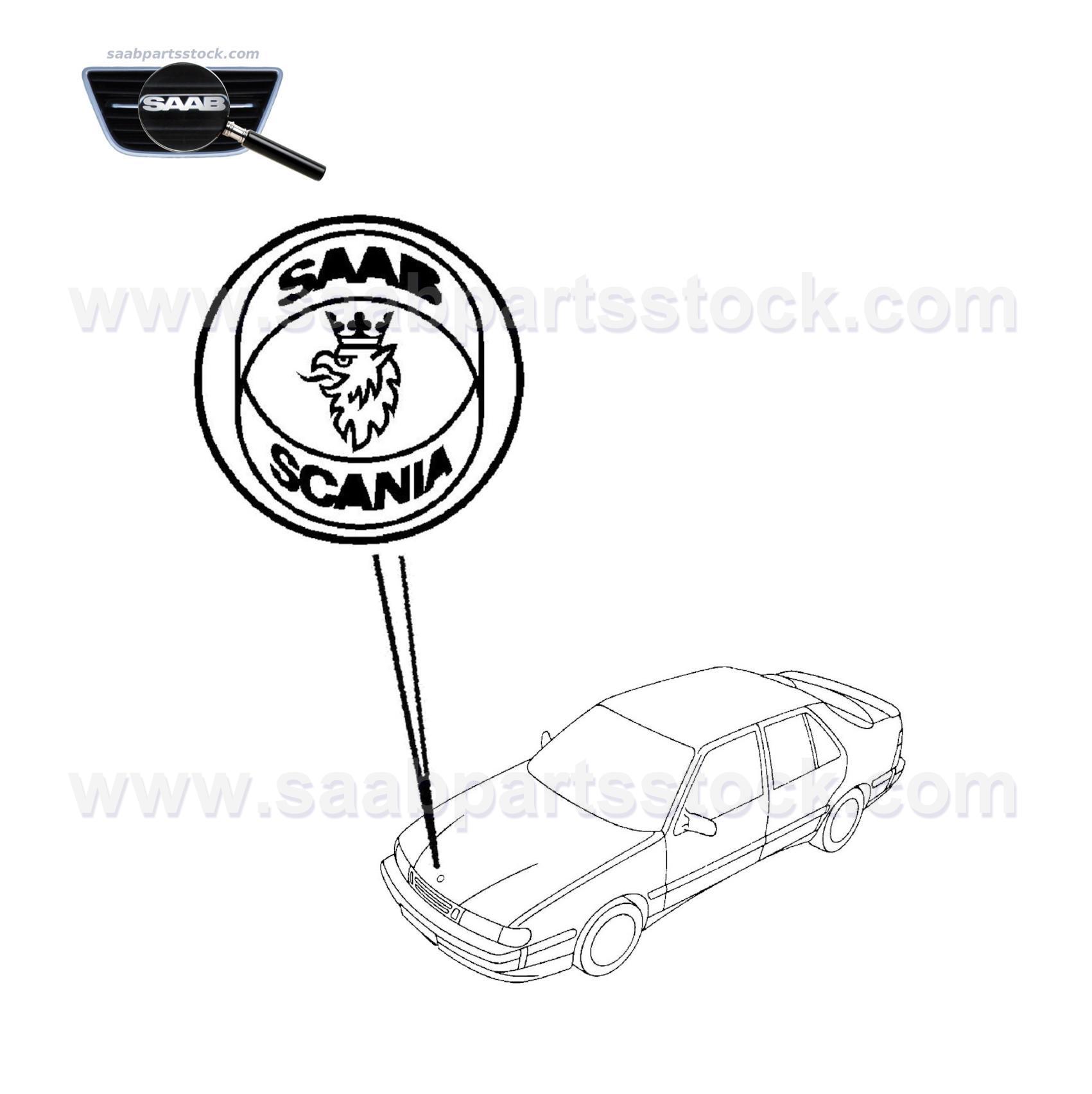 Emblem for bonnet SAAB 4522884, 32500969 (aftermarket)