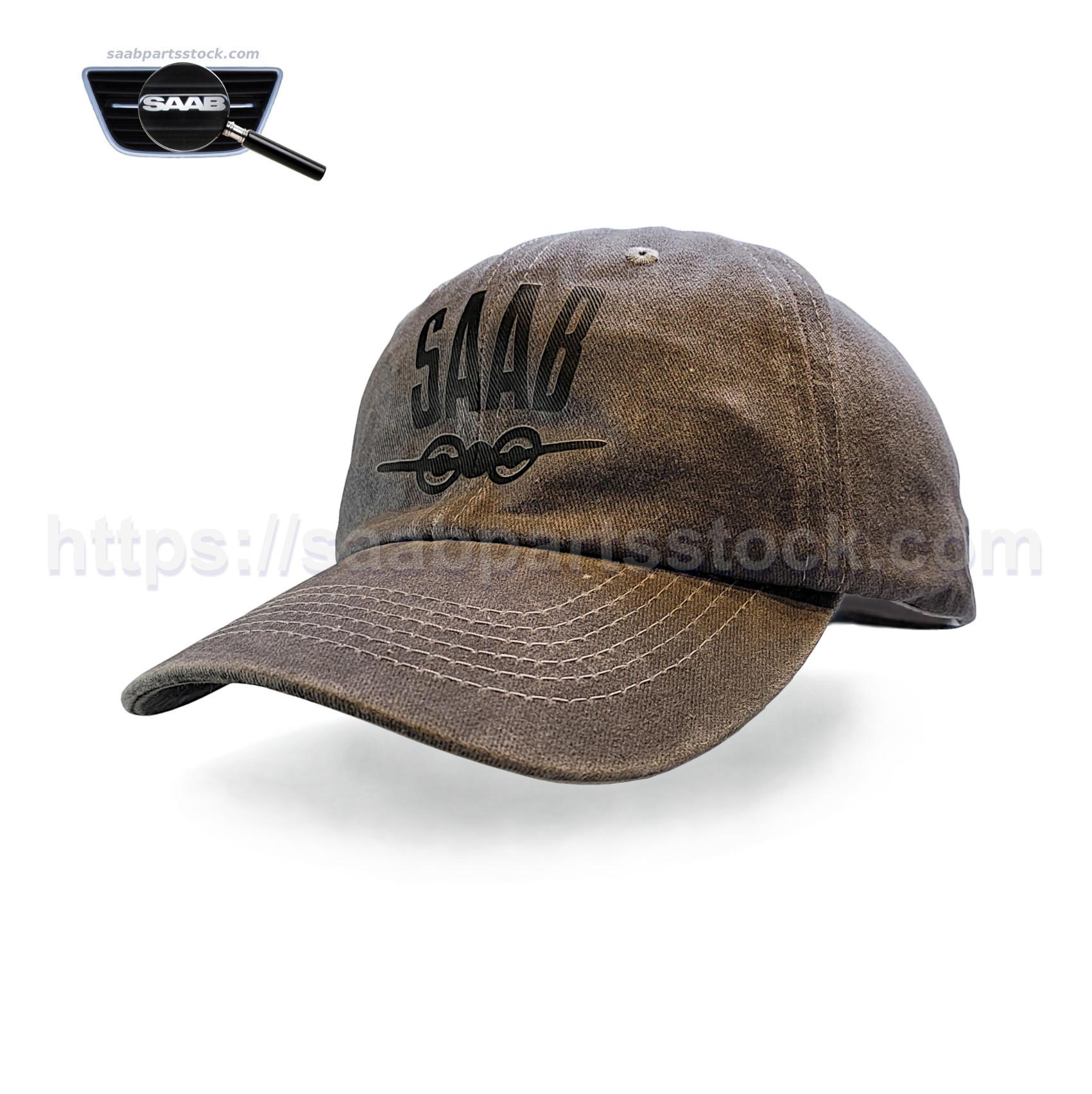 Baseball Cap With Retro SAAB logo, Grey