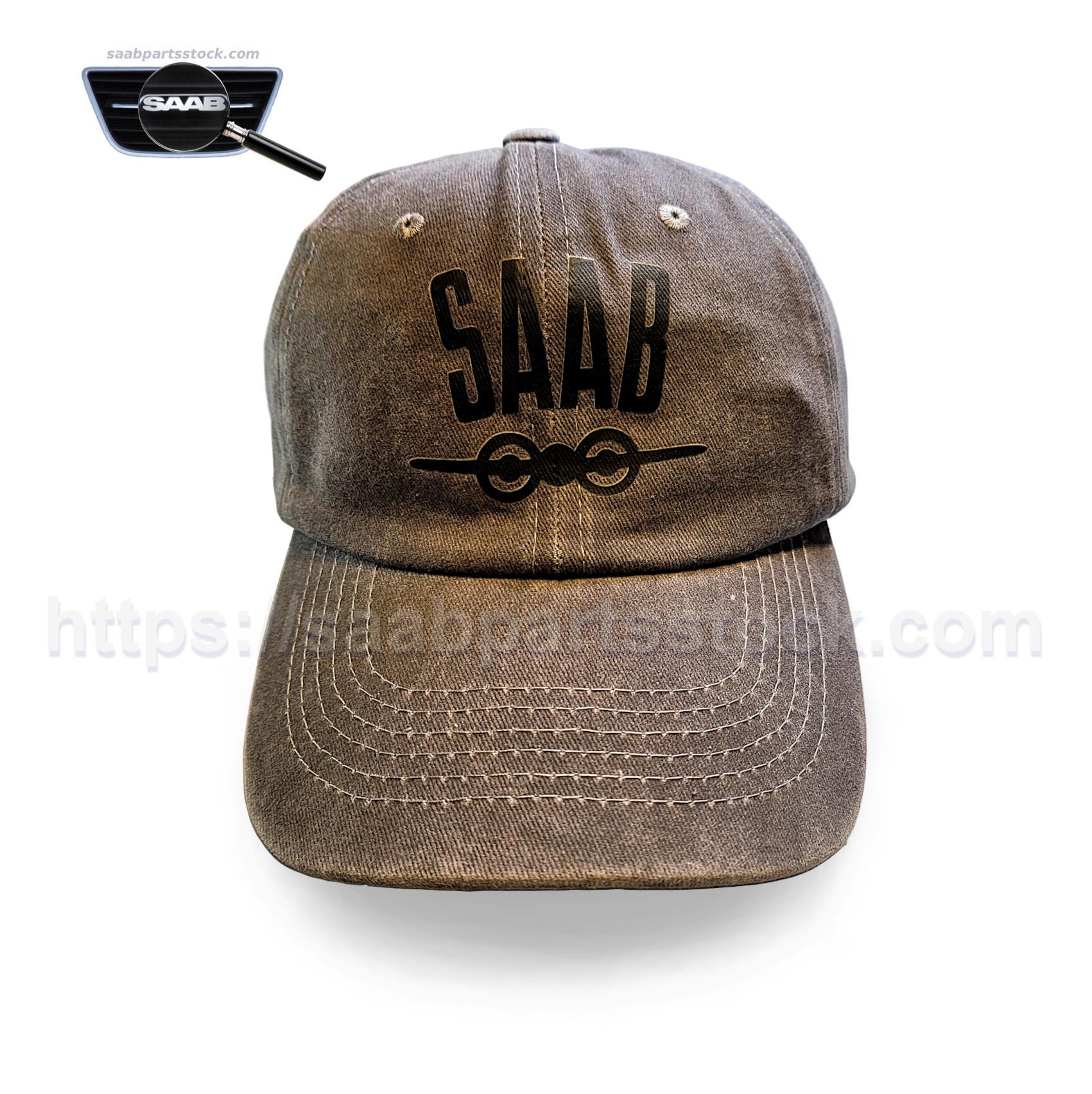 Baseball Cap With Retro SAAB logo, Grey