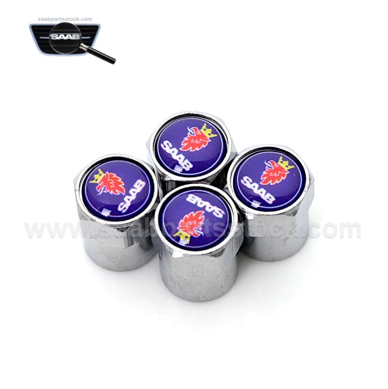 Set of Chrome Wheel Valve Caps with SAAB Logo