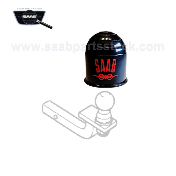 Towing Hitch Towball Cap with Red SAAB Retro Logo Black