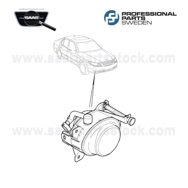 Front Fog Lamp, Right Side ProParts 34345584, SAAB 12755584