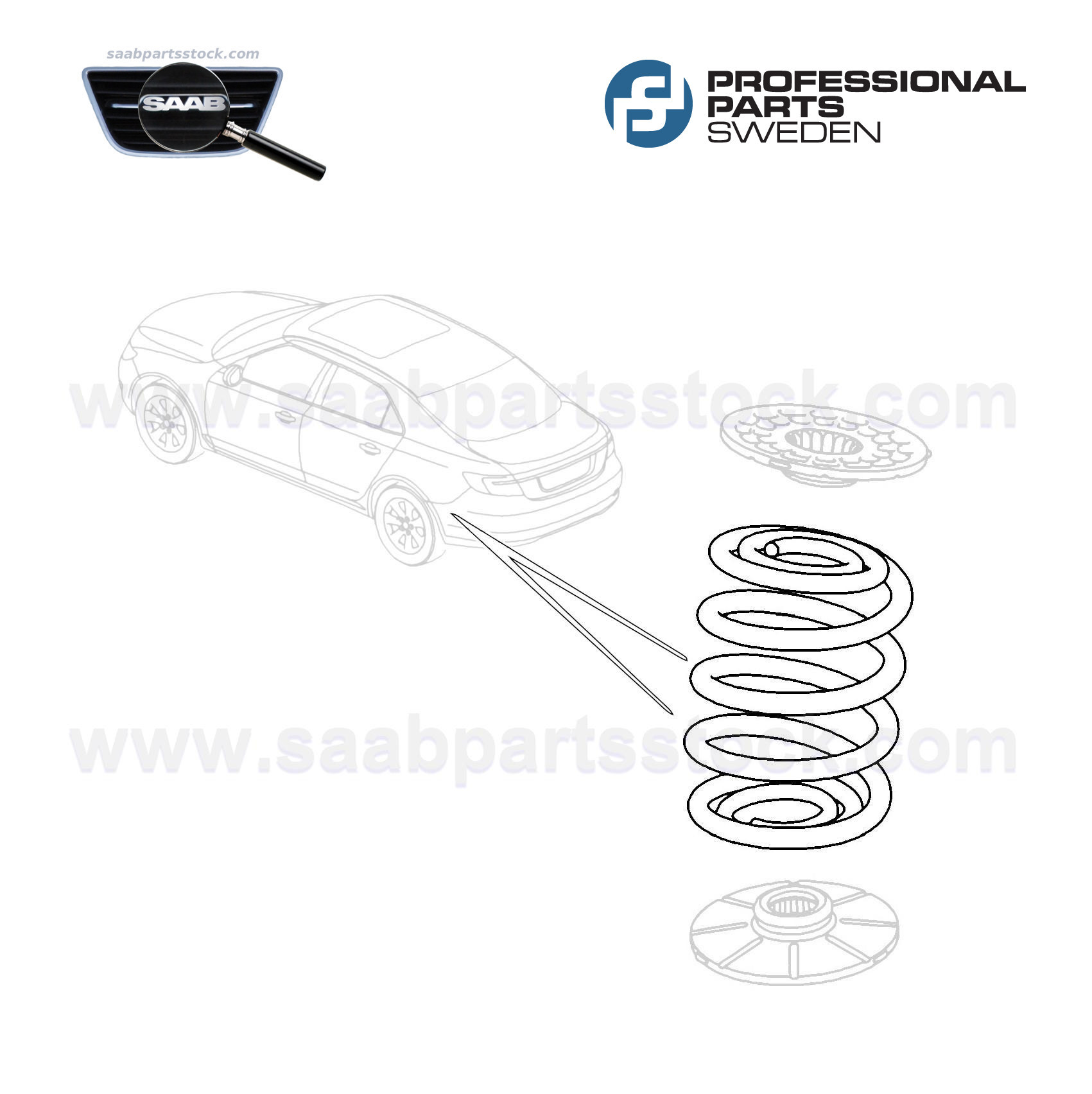 9-5NG rear axle coil spring ProParts 34593500 saabpartsstock