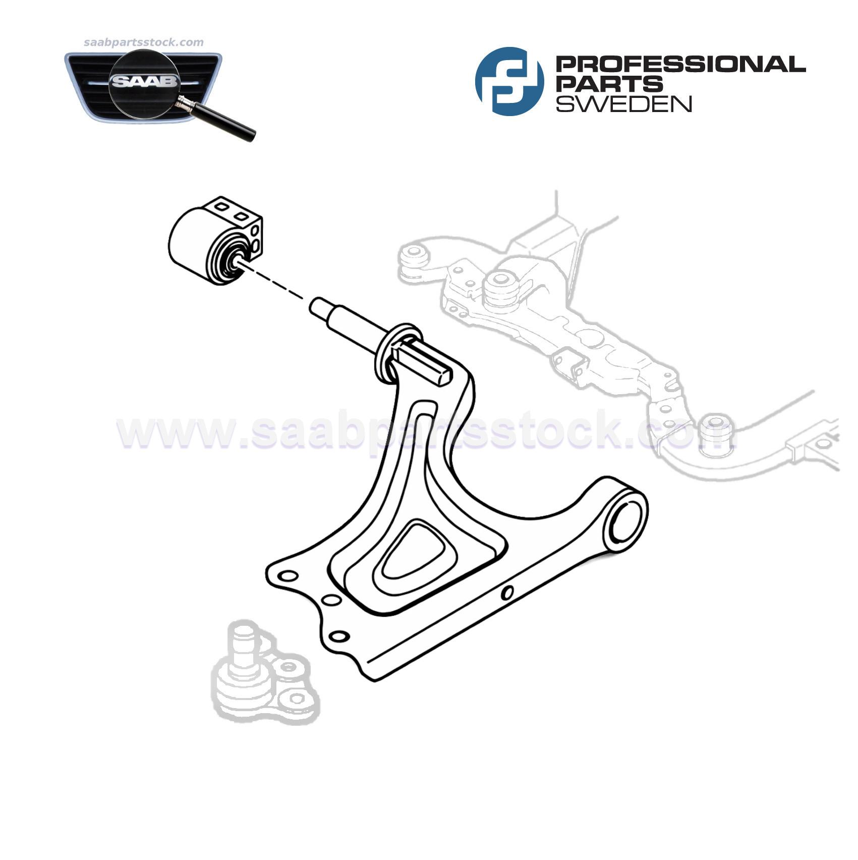 9-5OG Left Control Arm Kit-61345281-saabpartsstock Control Arm Kit without Ball Joint, Left