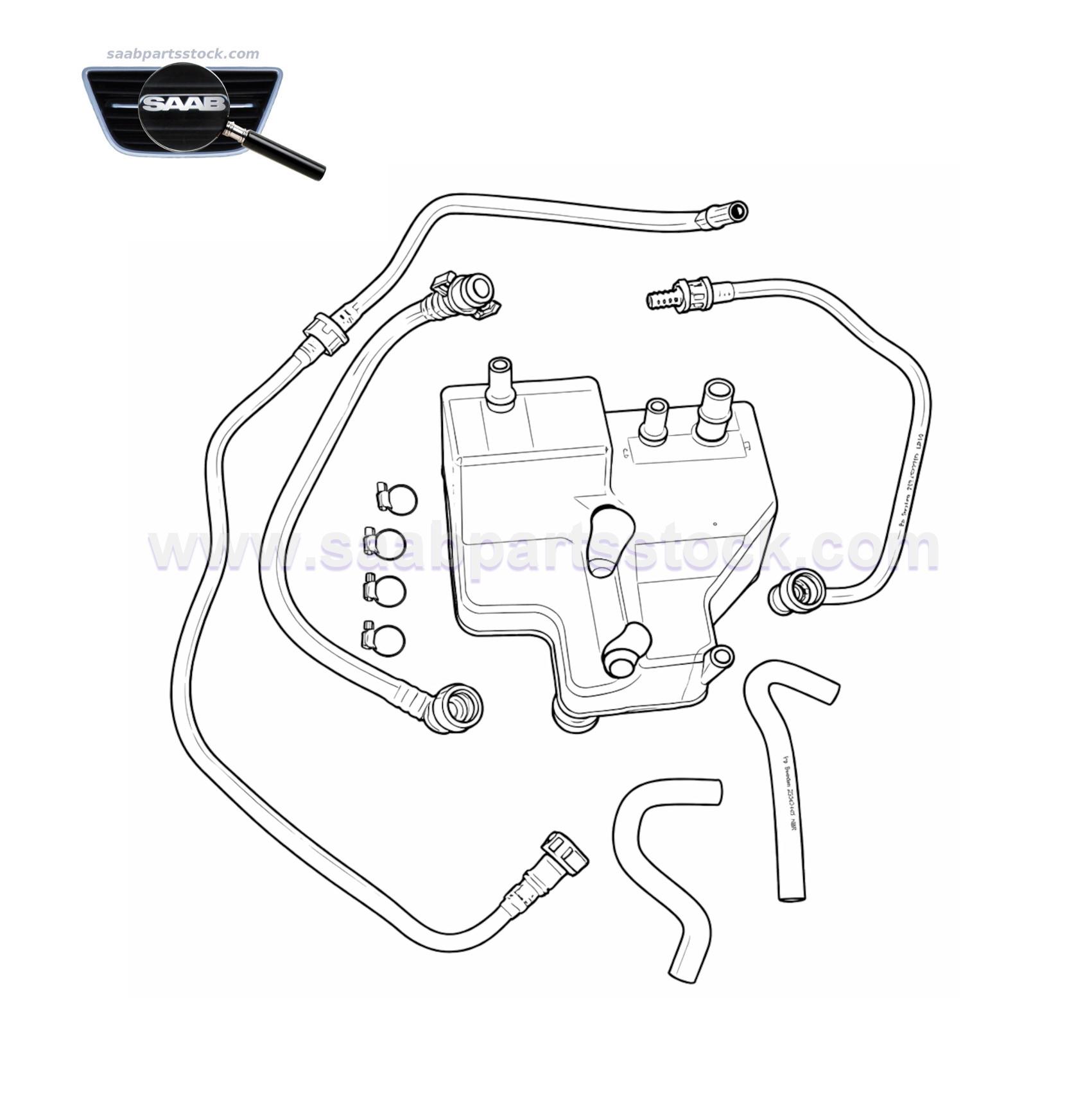 9-5OG crankshaft Ventilation Kit M04- 21345243C saabpartsstock Crankcase Breather Kit ProParts 21345243C